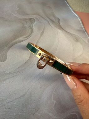 Coach Gold-Tone Bracelet with Green Enamel Accent